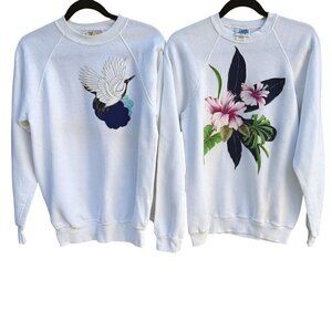 BW Sweats Surf Vintage 80s Hanes Crewneck Cottagecore Floral Granny Sweatshirts